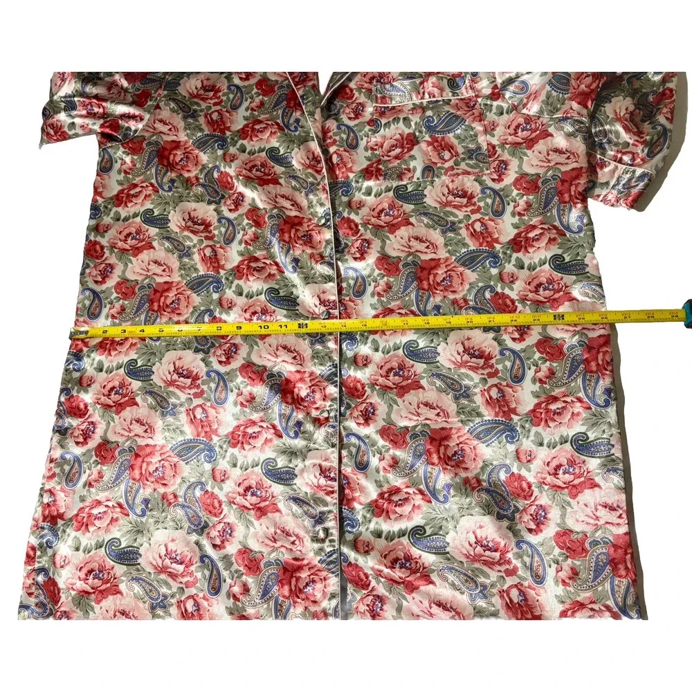 Floral Robe Roses & Paisley LS Buttons Collar Daford XL Cottagecore EUC Lounge
